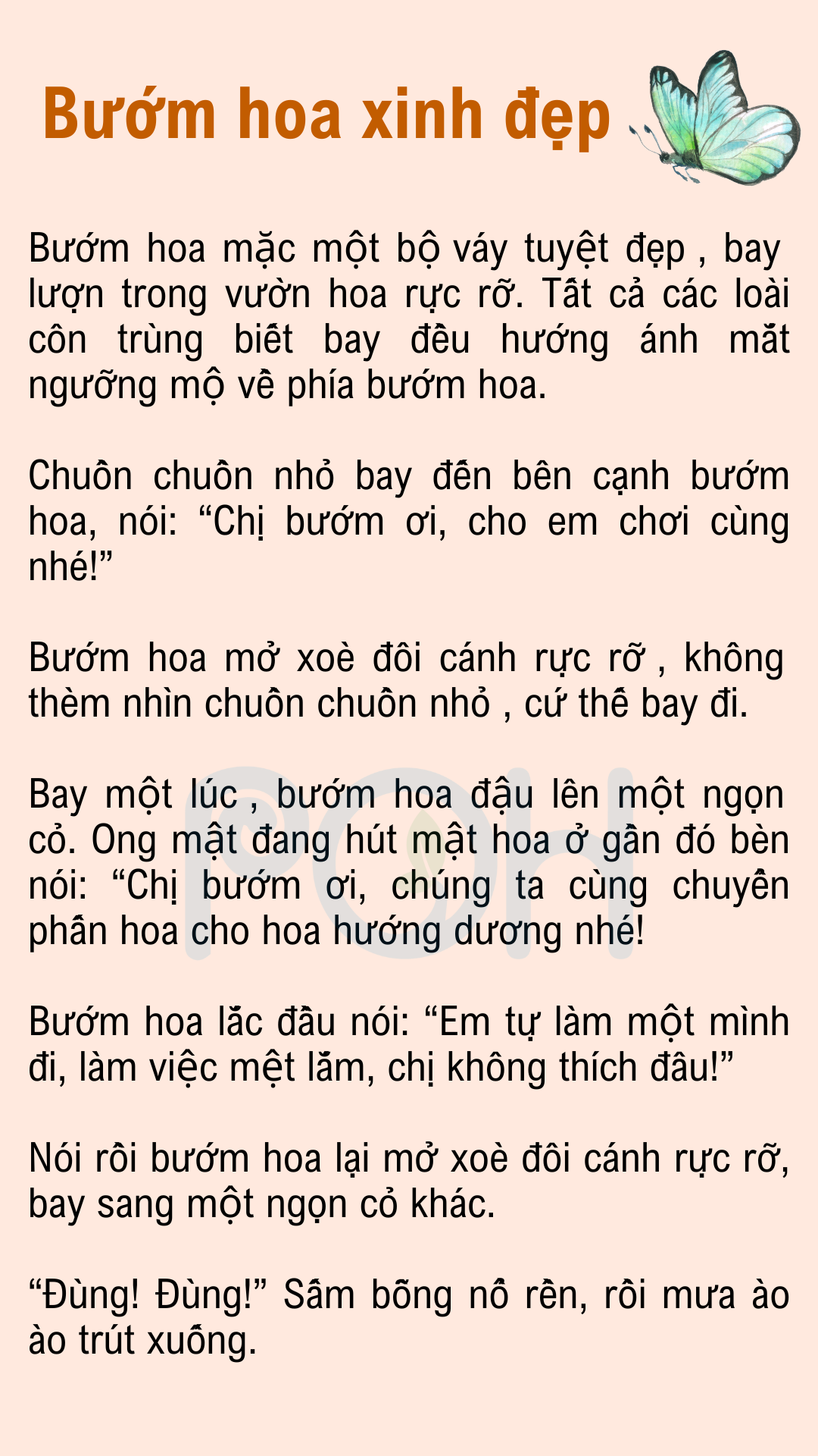 TRUYỆN: BƯỚM HOA XINH ĐẸP (1)