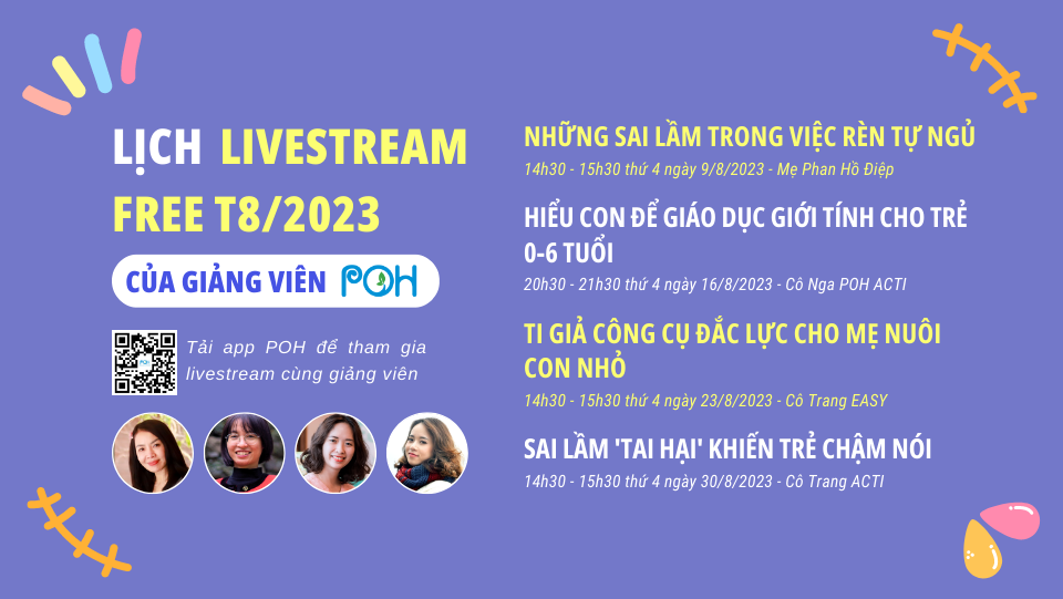 Lịch livestream Tháng 8.2023 của Giảng viên POH